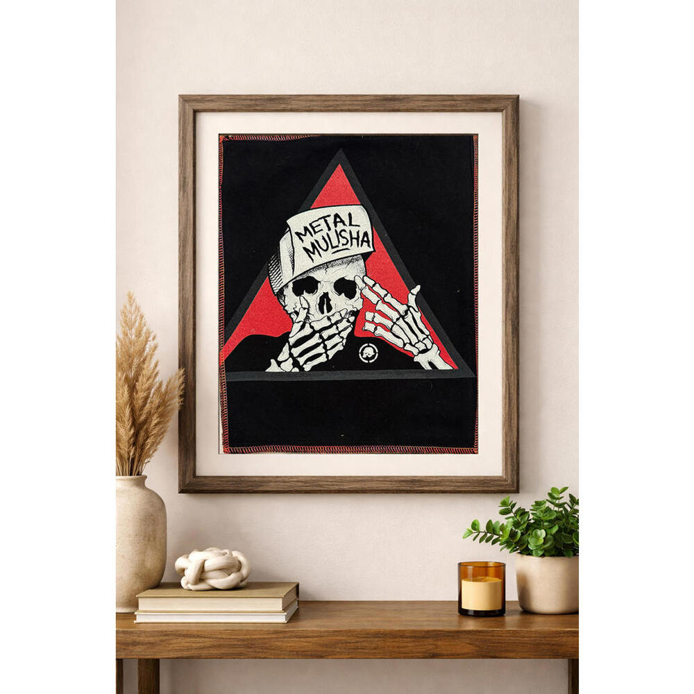 two face threads metal mulisha smalls patch wall art decor custom upcycled 11x13